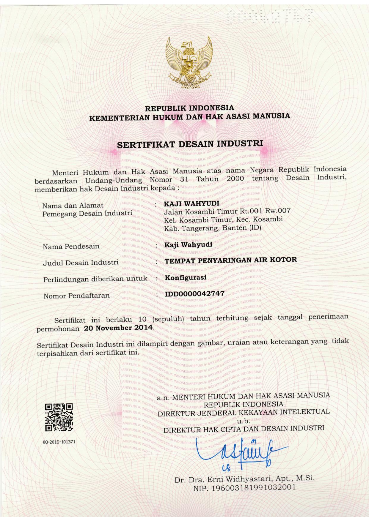 SERTIFIKAT DESAIN INDUSTRI GREASE TRAP SERTIFIKAT DESAIN INDUSTRI GREASE TRAP